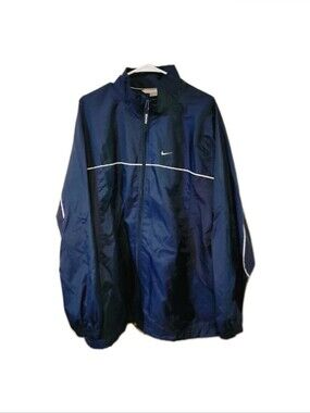 Vintage Nike Y2K Navy Blue Swoosh Jacket Size Large L Wind Breaker Coat